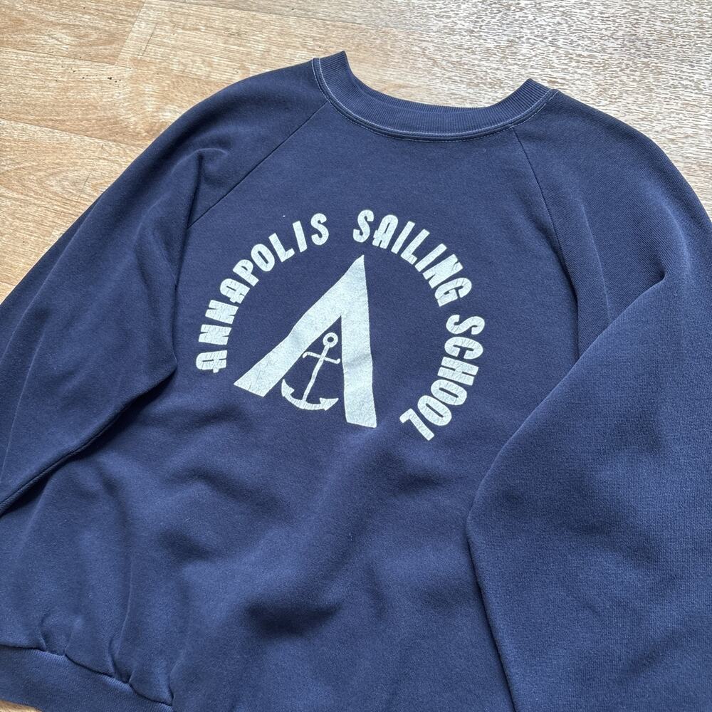 Vintage 70s 80s Annapolis Sailing School Ivy Navy Sweatshirt Crewneck Large L
